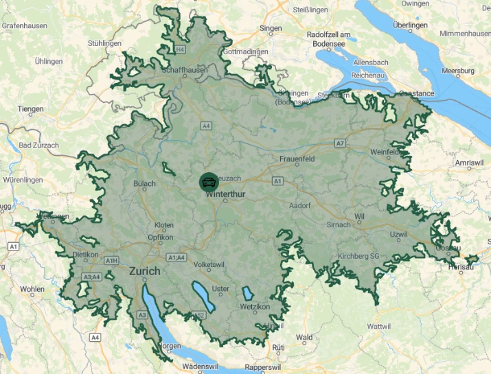 Schweizer Einzugsgebiet Gartenbau Lüscher Region Winterthur